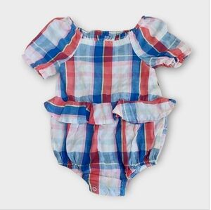 NWT Mommy & Me Plaid Baby Romper ~sz 12 Months